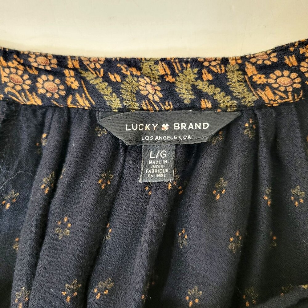 Lucky Brand Black Floral Peasant Blouse - Picture 3 of 4